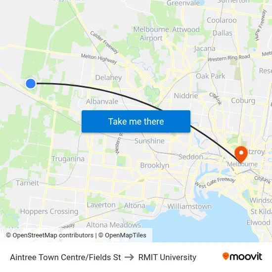 Aintree Town Centre/Fields St to RMIT University map