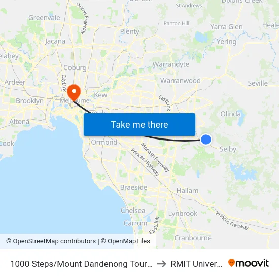 1000 Steps/Mount Dandenong Tourist Rd to RMIT University map