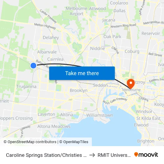 Caroline Springs Station/Christies Rd to RMIT University map