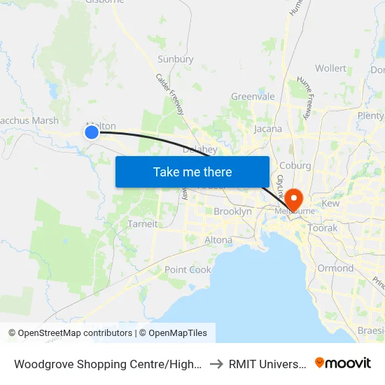Woodgrove Shopping Centre/High St to RMIT University map