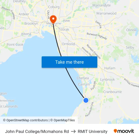 John Paul College/Mcmahons Rd to RMIT University map