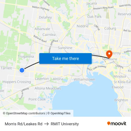 Morris Rd/Leakes Rd to RMIT University map