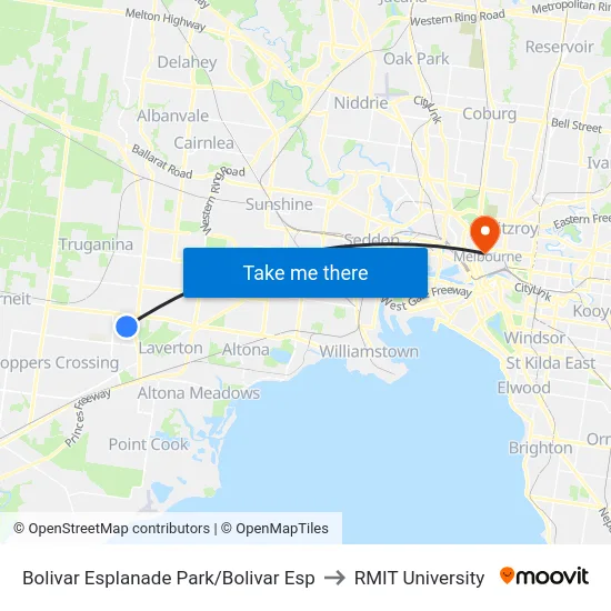 Bolivar Esplanade Park/Bolivar Esp to RMIT University map