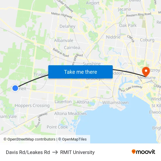 Davis Rd/Leakes Rd to RMIT University map