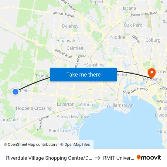 Riverdale Village Shopping Centre/Davis Rd to RMIT University map