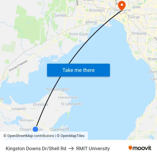 Kingston Downs Dr/Shell Rd to RMIT University map