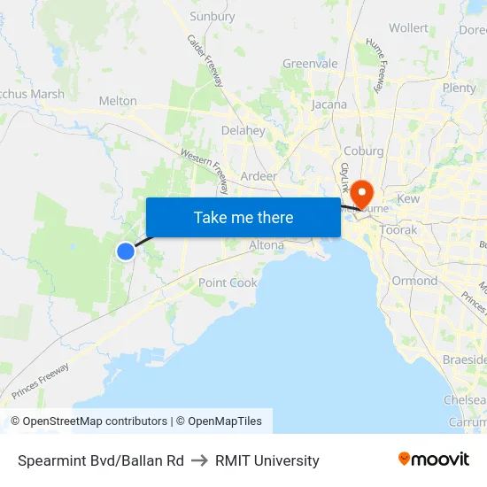 Spearmint Bvd/Ballan Rd to RMIT University map