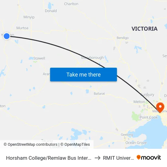 Horsham College/Remlaw Bus Interchange to RMIT University map