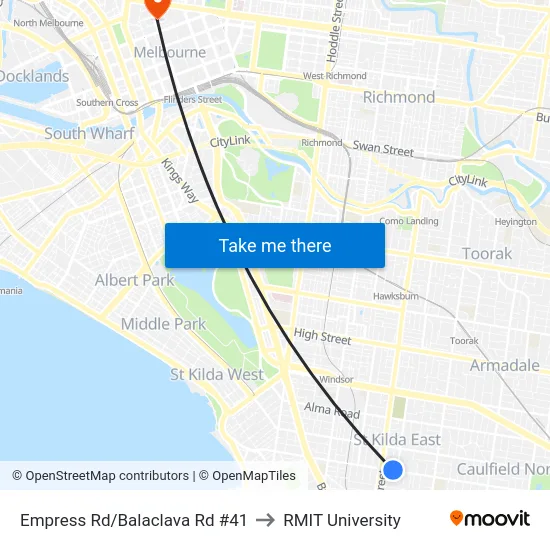 Empress Rd/Balaclava Rd #41 to RMIT University map