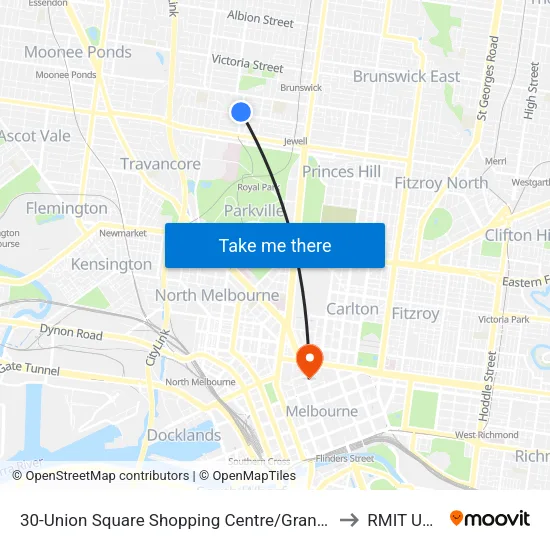 Union Square Shopping Centre/Grantham St #30 to RMIT University map