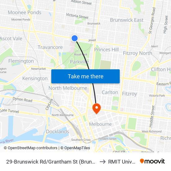 29-Brunswick Rd/Grantham St (Brunswick West) to RMIT University map