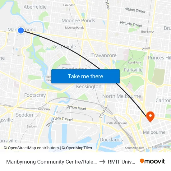 Maribyrnong Community Centre/Raleigh Rd #45 to RMIT University map