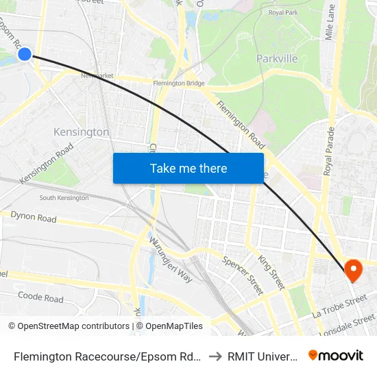 Flemington Racecourse/Epsom Rd #30 to RMIT University map