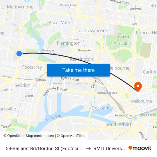 Ballarat Rd/Gordon St #58 to RMIT University map