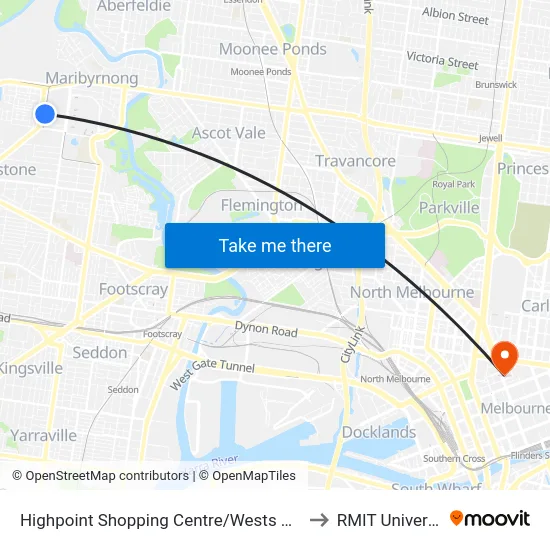 Highpoint Shopping Centre/Wests Rd #49 to RMIT University map