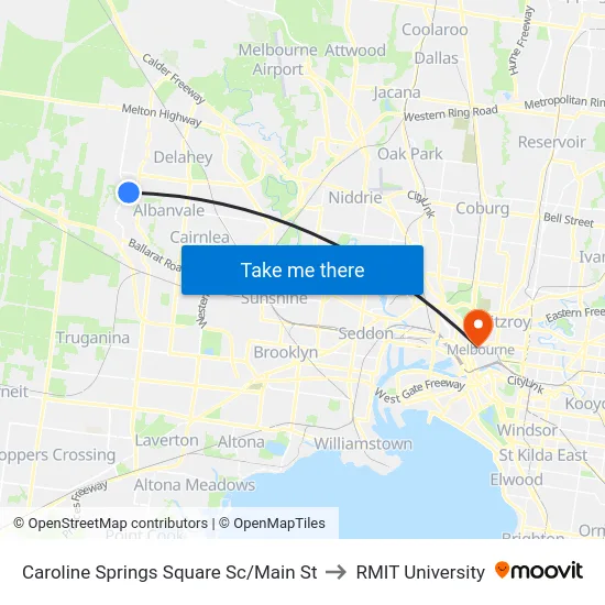 Caroline Springs Square Sc/Main St to RMIT University map