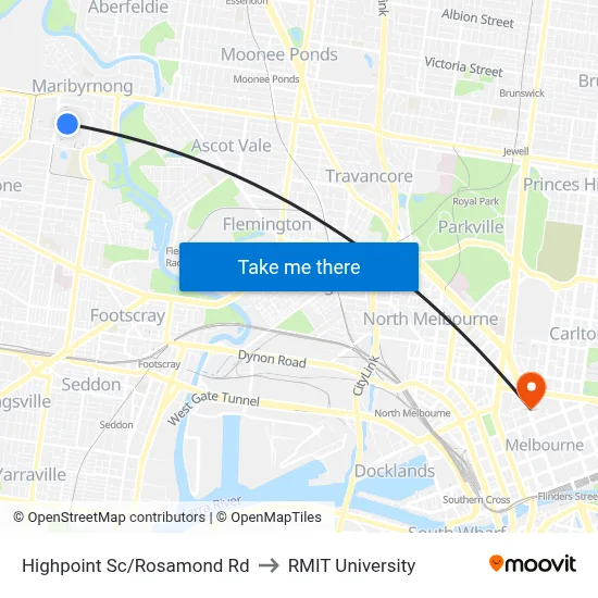 Highpoint Sc/Rosamond Rd to RMIT University map