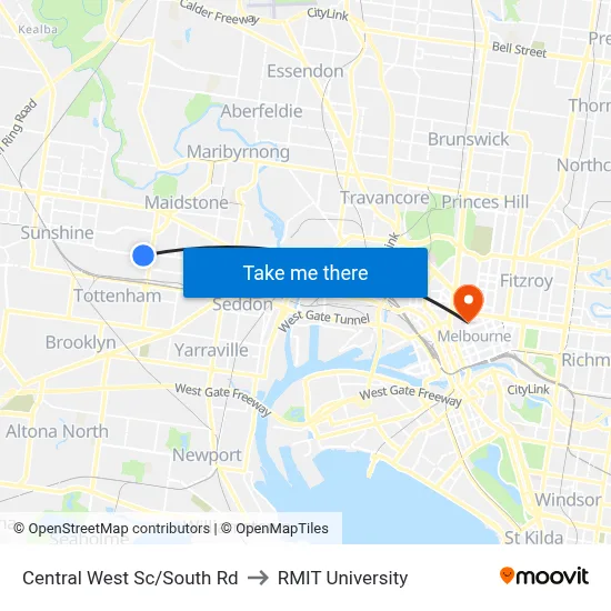 Central West Sc/South Rd to RMIT University map