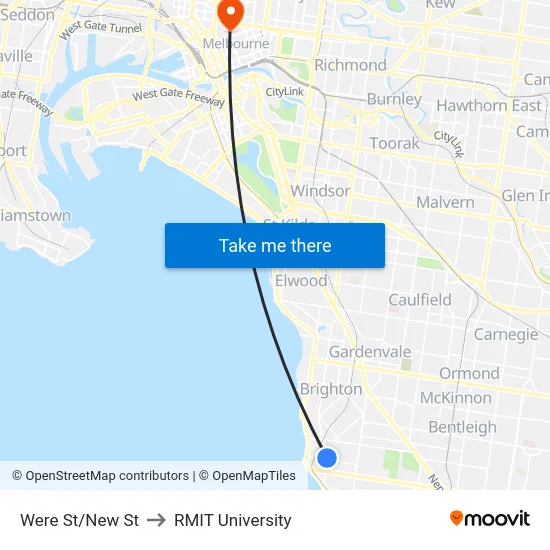 Were St/New St to RMIT University map