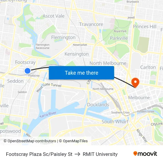 Footscray Plaza Sc/Paisley St to RMIT University map