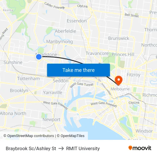Braybrook Sc/Ashley St to RMIT University map