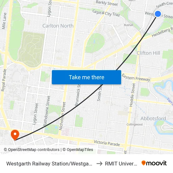 Westgarth Railway Station/Westgarth St to RMIT University map