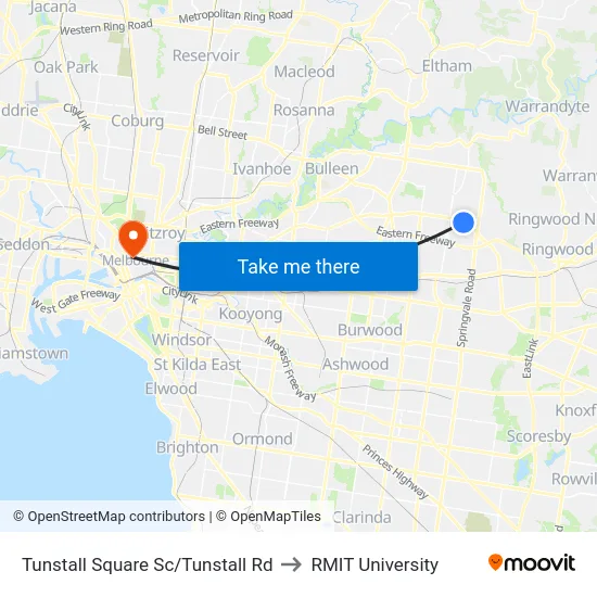 Tunstall Square Sc/Tunstall Rd to RMIT University map