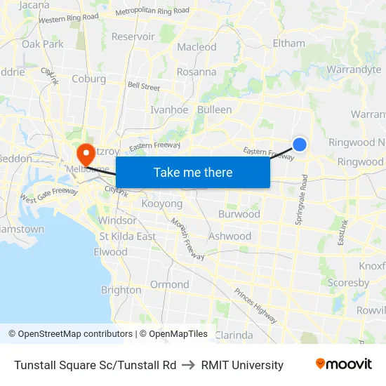 Tunstall Square Sc/Tunstall Rd to RMIT University map