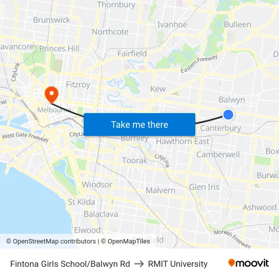 Fintona Girls School/Balwyn Rd to RMIT University map