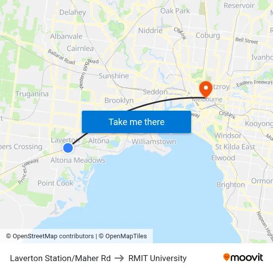 Laverton Station/Maher Rd to RMIT University map