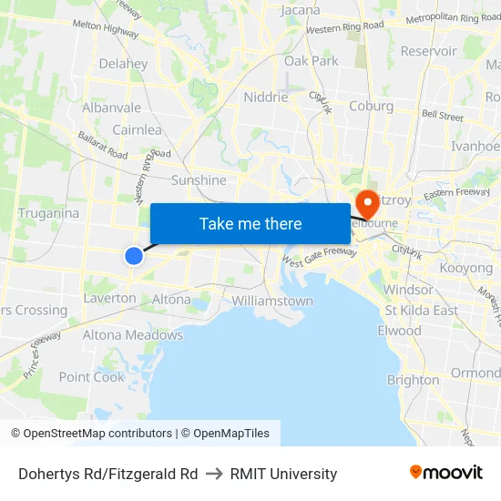 Dohertys Rd/Fitzgerald Rd to RMIT University map