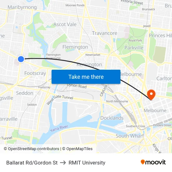 Ballarat Rd/Gordon St to RMIT University map