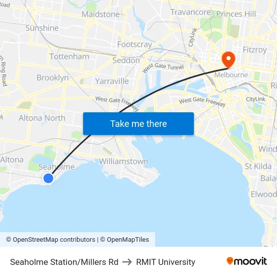 Seaholme Station/Millers Rd to RMIT University map