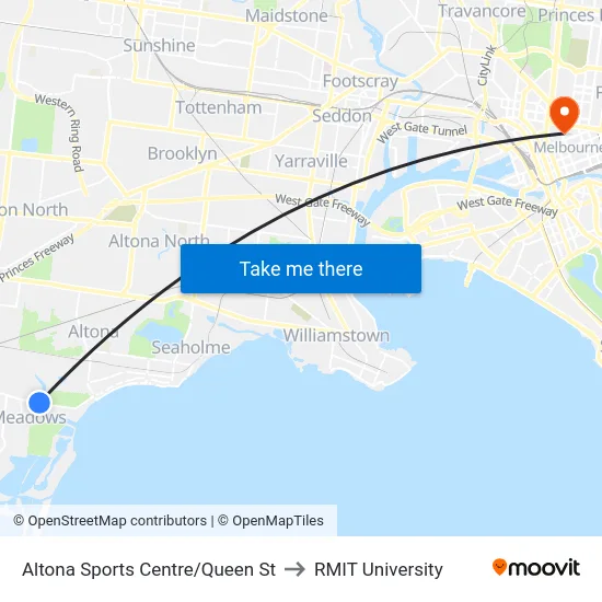 Altona Sports Centre/Queen St to RMIT University map