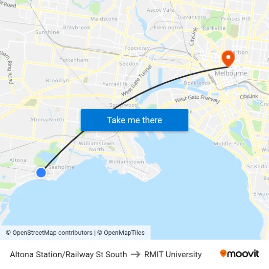 Altona Station/Railway St South to RMIT University map