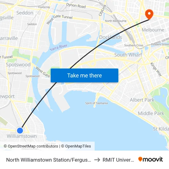 North Williamstown Station/Ferguson St to RMIT University map