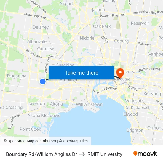 Boundary Rd/William Angliss Dr to RMIT University map