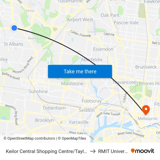 Keilor Central Shopping Centre/Taylors Rd to RMIT University map