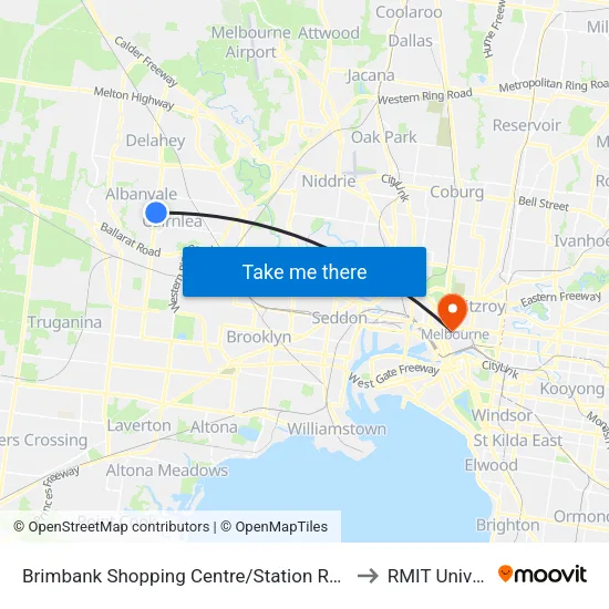 Brimbank Shopping Centre/Station Rd to RMIT University map