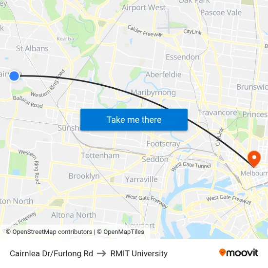 Cairnlea Dr/Furlong Rd to RMIT University map