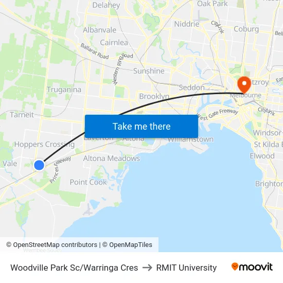 Woodville Park Sc/Warringa Cres to RMIT University map