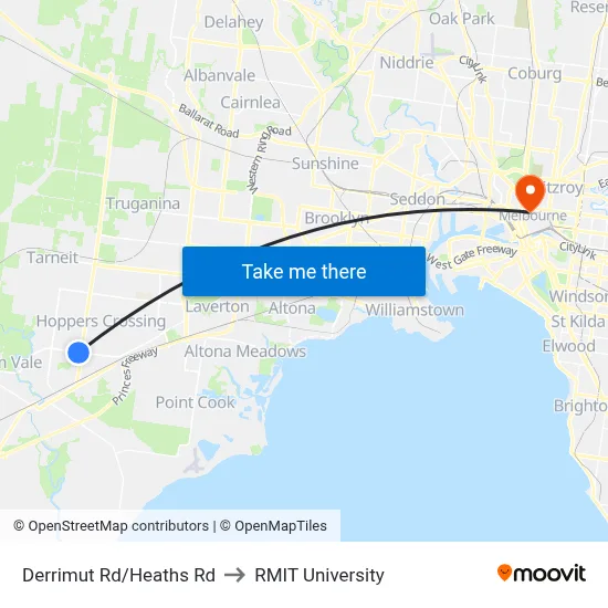 Derrimut Rd/Heaths Rd to RMIT University map