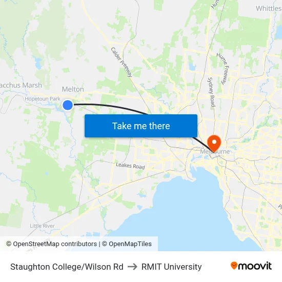 Staughton College/Wilson Rd to RMIT University map