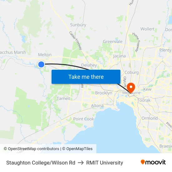 Staughton College/Wilson Rd to RMIT University map