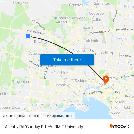 Allenby Rd/Gourlay Rd to RMIT University map