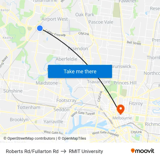 Roberts Rd/Fullarton Rd to RMIT University map