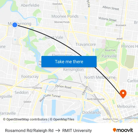 Rosamond Rd/Raleigh Rd to RMIT University map