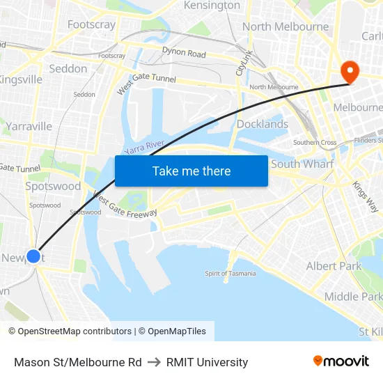Mason St/Melbourne Rd to RMIT University map