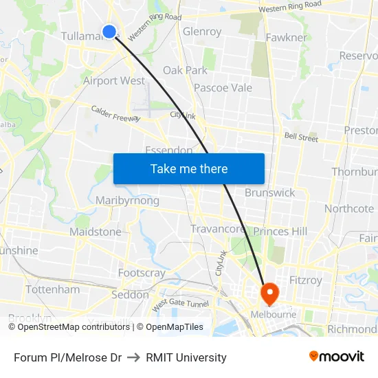 Forum Pl/Melrose Dr to RMIT University map
