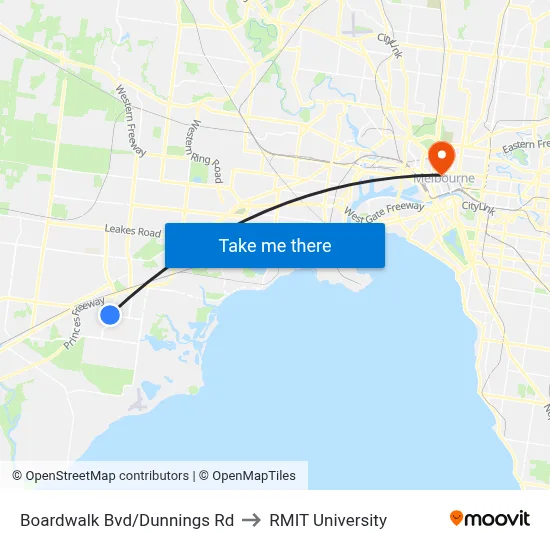 Boardwalk Bvd/Dunnings Rd to RMIT University map